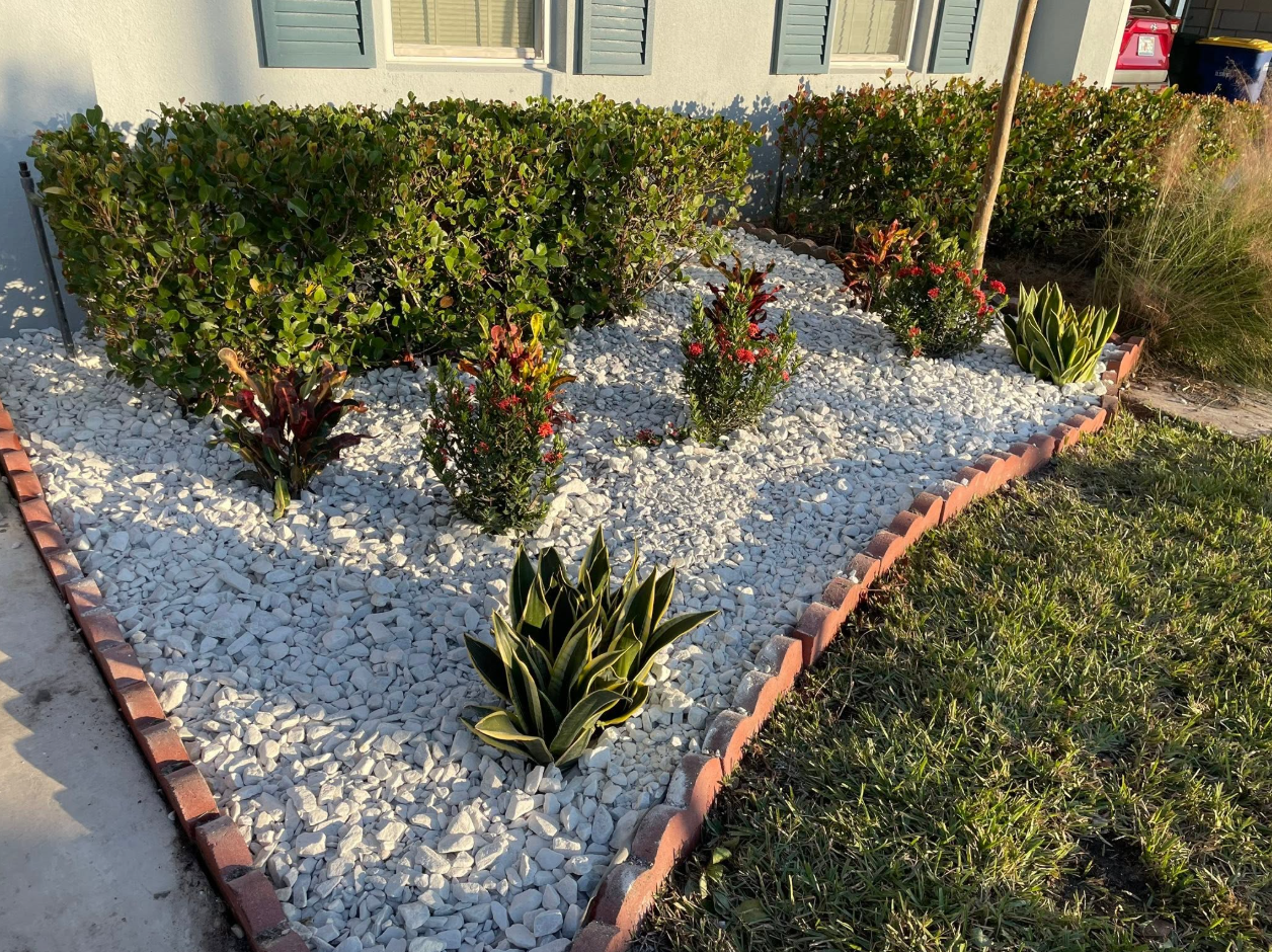 White rock landscape installation