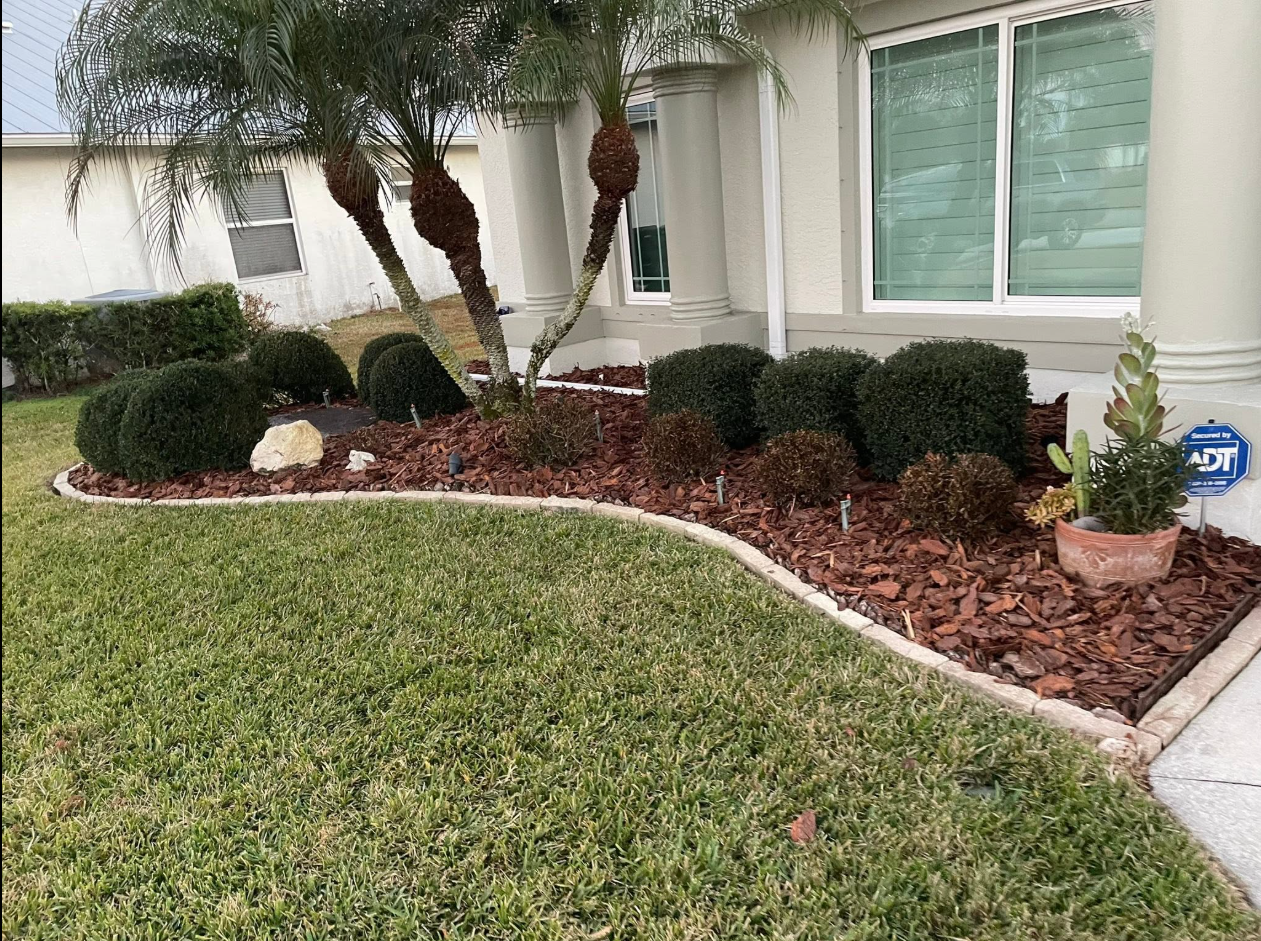 Mulch front entry landscape bed